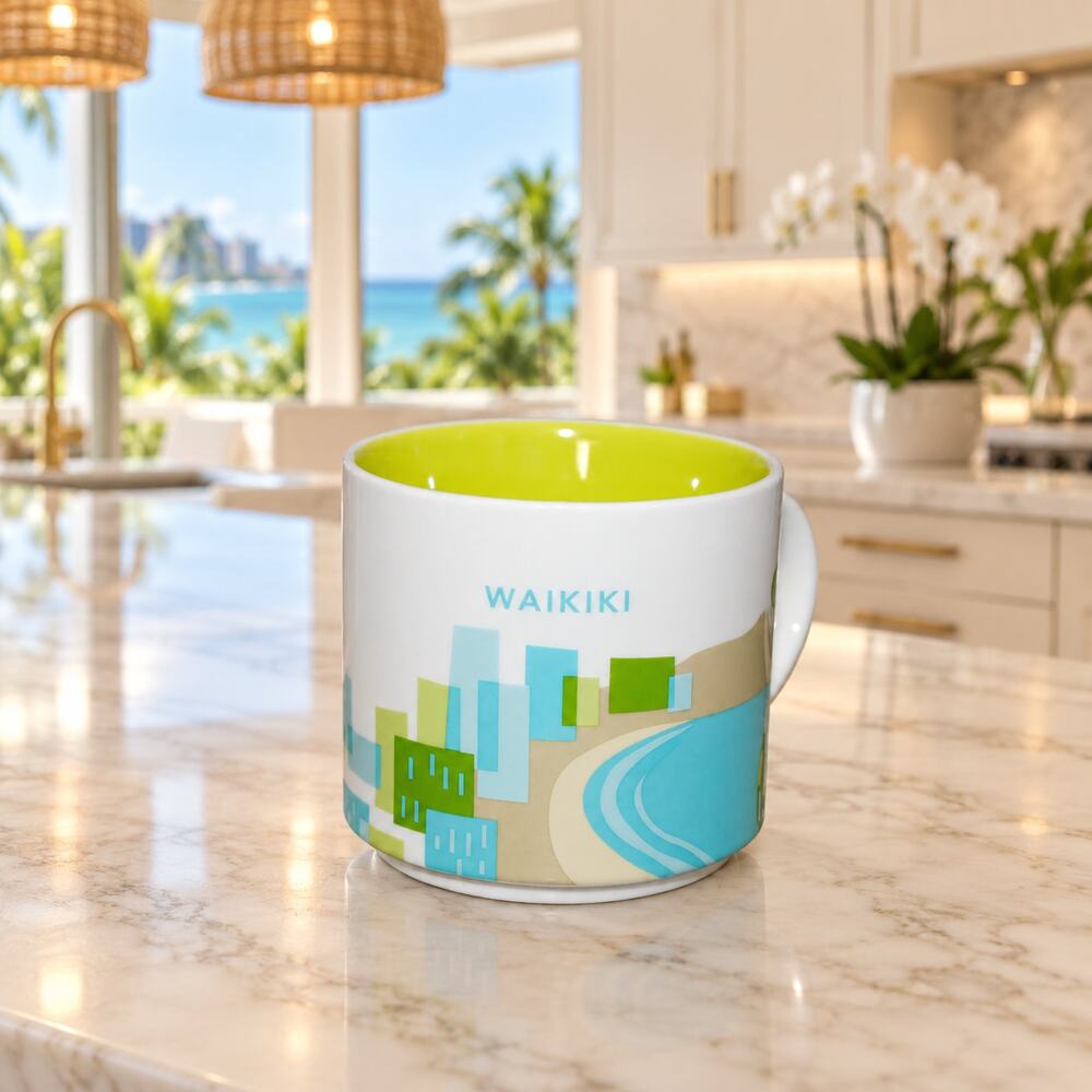 Starbucks Waikiki Hawaii You Are Here Collection YAH Coffee Mug Cup EUC